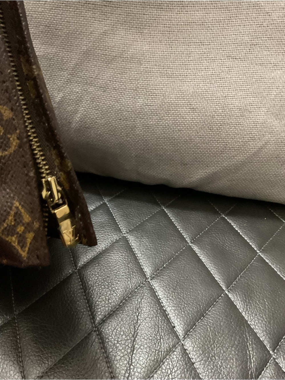 Louis Vuitton Brown Monogram Cosmetic Pouch with Tan Accents - Picture 4 of 9